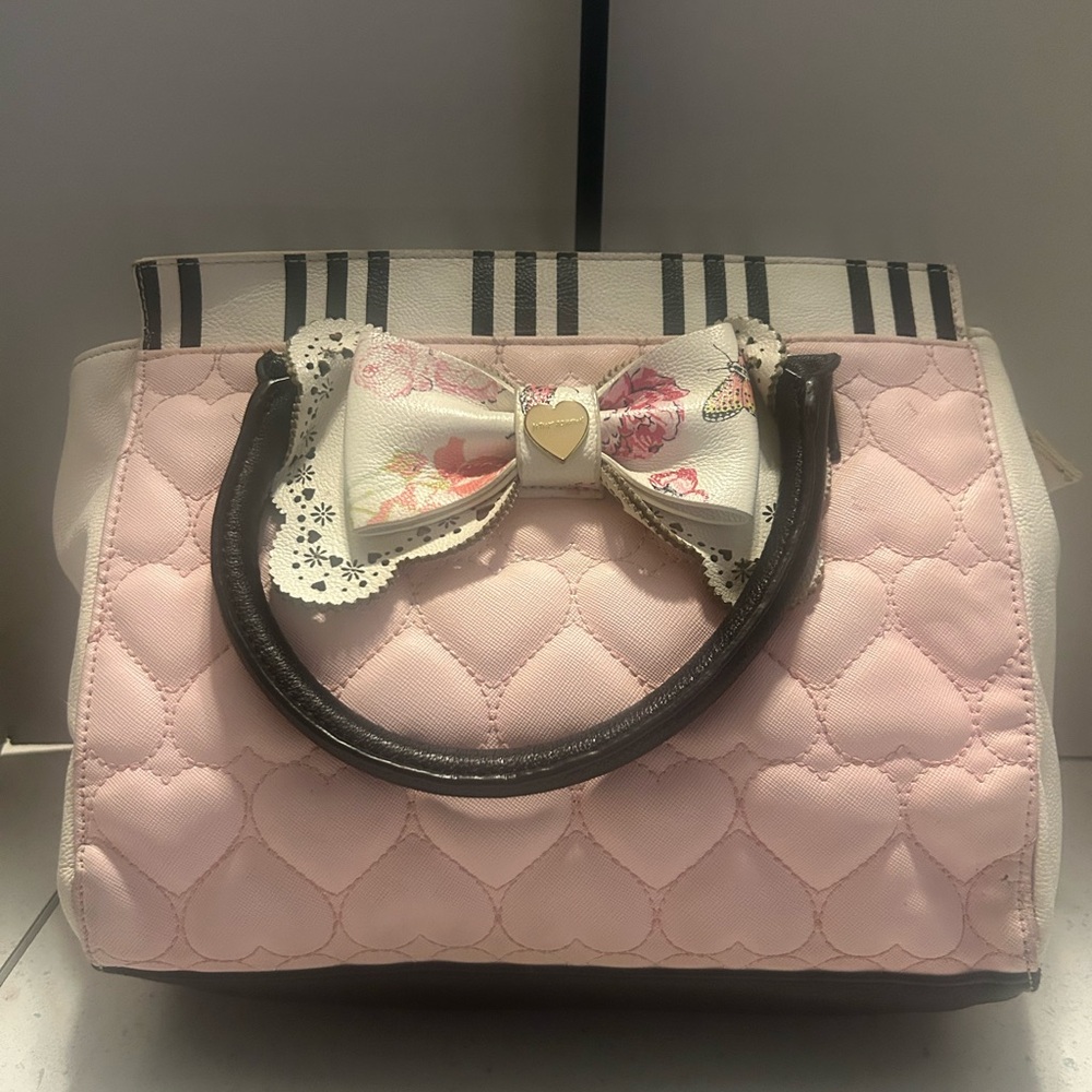 Women’s Pink Quilted Satchel with Decorative Bow